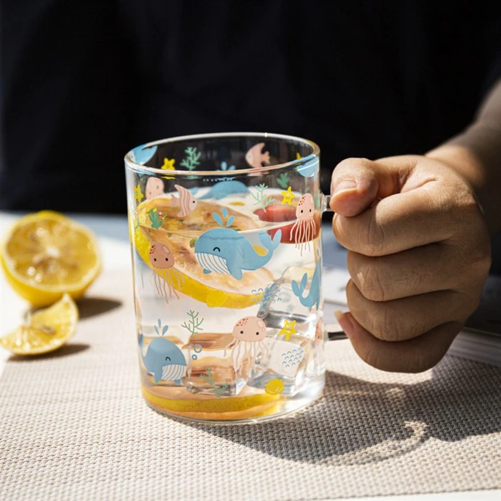 Single Wall Glass Cup Withe Decal